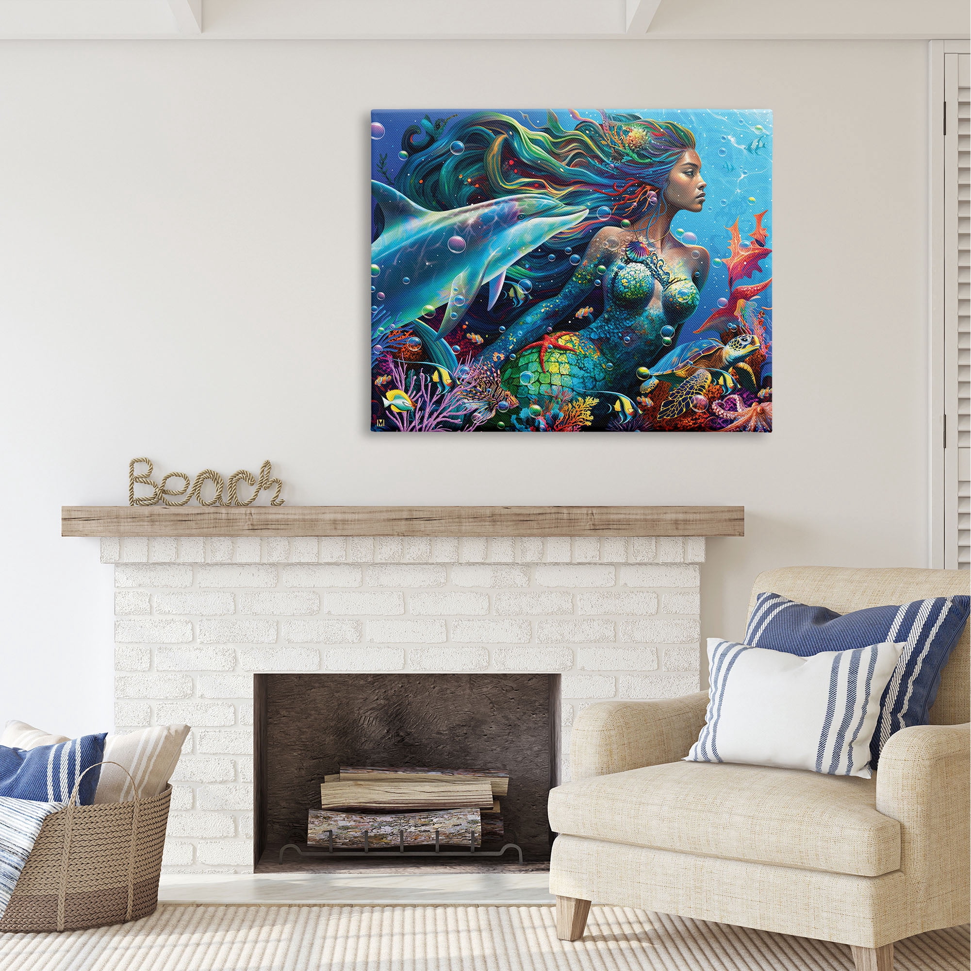 Stupell Industries Mermaid Underwater Sea Life Fairy Tales 