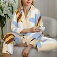 thumbnail image 6 of KLL A Bee Print Women's Long Sleeve Pajamas with Pants Sleepwear Loungewear 2 Set-Small, 6 of 8