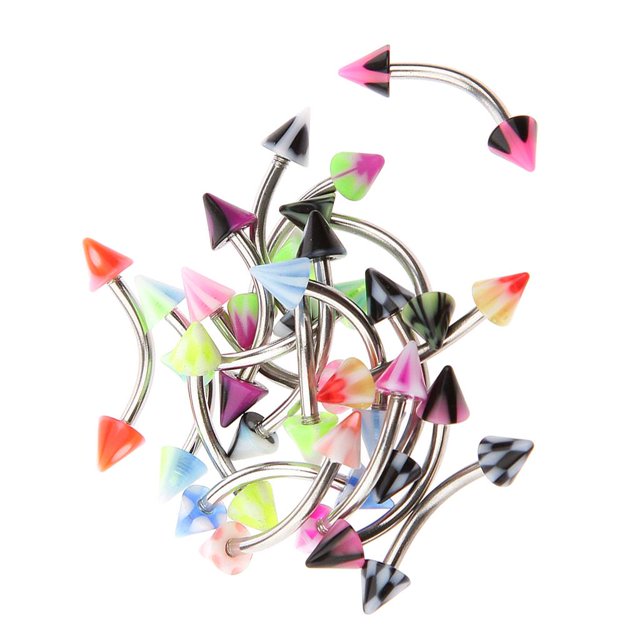 ZheElen 20 x Cone Barbell Curved Ear Piercing Eyebrow Tragus Jewelley Body Bars Rings