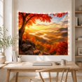 thumbnail image 5 of Autumn Mountain Valley with Maple Tree at Sunset, Nostalgic Boho for Nature Lovers, Panoramic Landscape Wall Art, Housewarming Gift Tapestry Wall Hanging for Living Room and Bedroom, 5 of 7