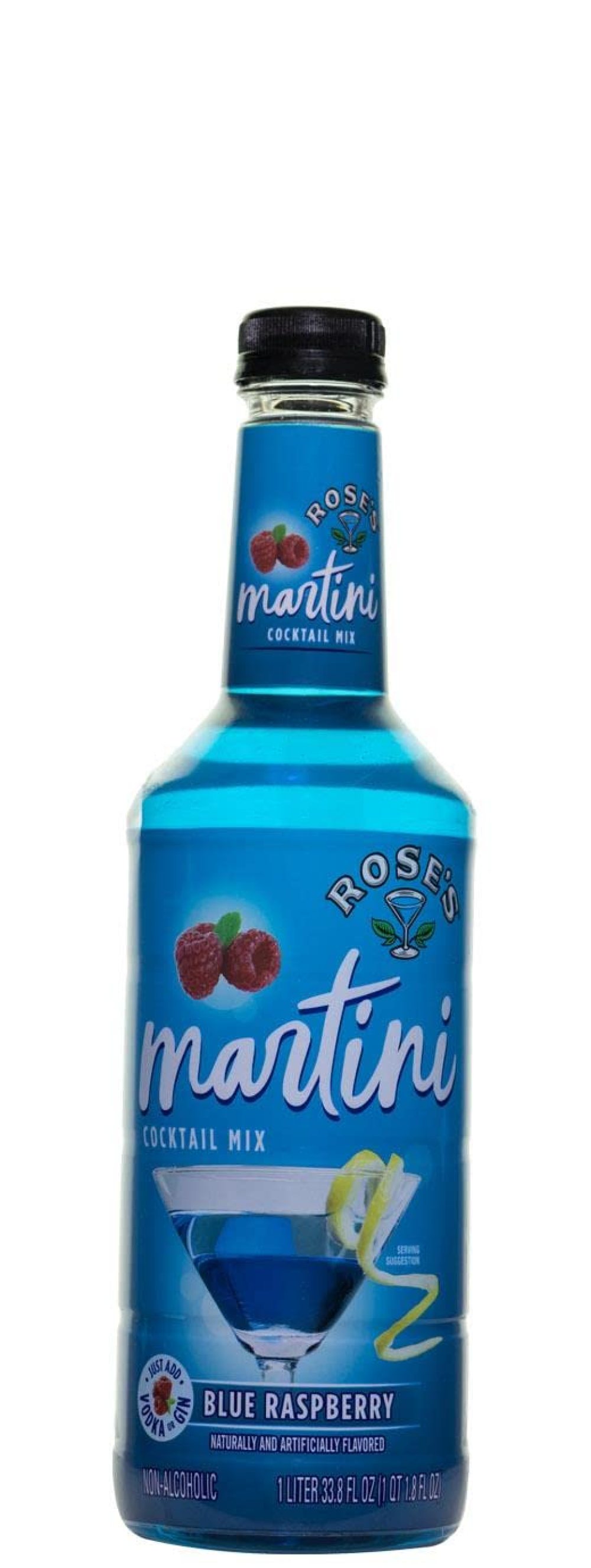 Roses 1 Liter Blue Raspberry Non Alcoholic Cocktail Martini Mix