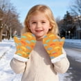 thumbnail image 7 of Winter Mittens for Kids Winter Unisex Kids Thermal Insulated Mittens Printed Warm Lined Cold Weather Outdoor Activity Handwear for Boys and Girls Toddlers Girls Mittens Orange 2 Years-3 Years, 7 of 7