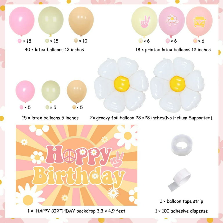 Daisy Flower Girl, Retro Daisy Balloon Flower Balloon Kit, Floral Balloons  Two Groovy, Boho, Double Stuffed Balloon Garland Kit, Birthday 