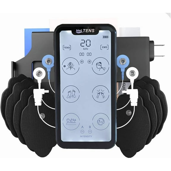 Tens Unit EMS Muscle Stimulator Touchscreen Rechargeable Tens Machine Device 24 Massage Modes 8 Large Replacement Pads Dual Channel Pain Relief Therapy Pulse Therapy Device