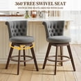 thumbnail image 3 of PAPROOS Bar Stools Set of 2, 26" Swivel Counter Height Bar Stools with Back, Upholstered Velvet Kitchen Island Counter Height Chair with Button Tufted Back, Nailhead Trim and Wood Legs, Grey, 3 of 10