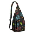 thumbnail image 1 of Gaming Controller Print Sling Bag - Cool Retro Joystick Pattern Crossbody Backpack for Gamers, Water-Resistant Shoulder Pack (Colorful Graffiti Design, Lightweight & Durable), 1 of 4