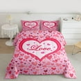 thumbnail image 3 of Feelyou Happy Valentine's Day Bedding Comforter Set, Pink Watercolor Twin Comforter Sets, Romantic Love Theme Reversible Bedding Set, Super Cozy Room Decor, 2-Piece, 3 of 9