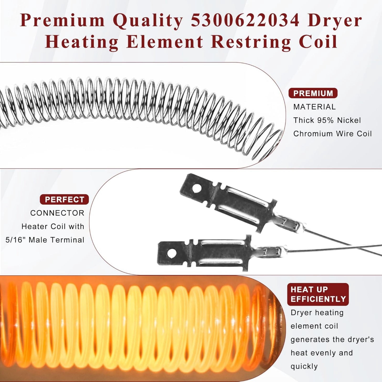 JIAHAOO Metal Dryer Heating Restring Coil AC220-240V Full Tested Direct Fit For GE Dryer Maintenance Parts