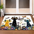 thumbnail image 4 of Cats Butterflies Flowers Non-Slip Door Mat, Flannel & Rubber Bottom, Washable Rug for Living Room, Bedroom, Kitchen, Bathroom, Balcony, Front Door, Outdoor Entry, Pet Mat, Bedside Carpet, 4 of 15