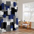 thumbnail image 4 of Modern Abstract Art Shower Curtain, Navy Gray Black Rectangular Geometric Waterproof Shower Curtain Set with 12 Hooks Lightweight Bath Curtains Fabric Bathroom Decor 72x78 Inches, 4 of 9