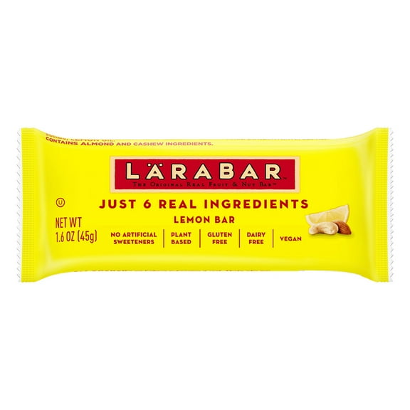 (Pack of 16), LARABAR Fruit & Nut Bar Lemon Bar, 1.6 oz