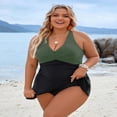 thumbnail image 3 of OUSITAID Women Plus Size Swimsuit One Piece Tummy Control Bathing Suits Swim Suits  (4XL  Black Green), 3 of 6