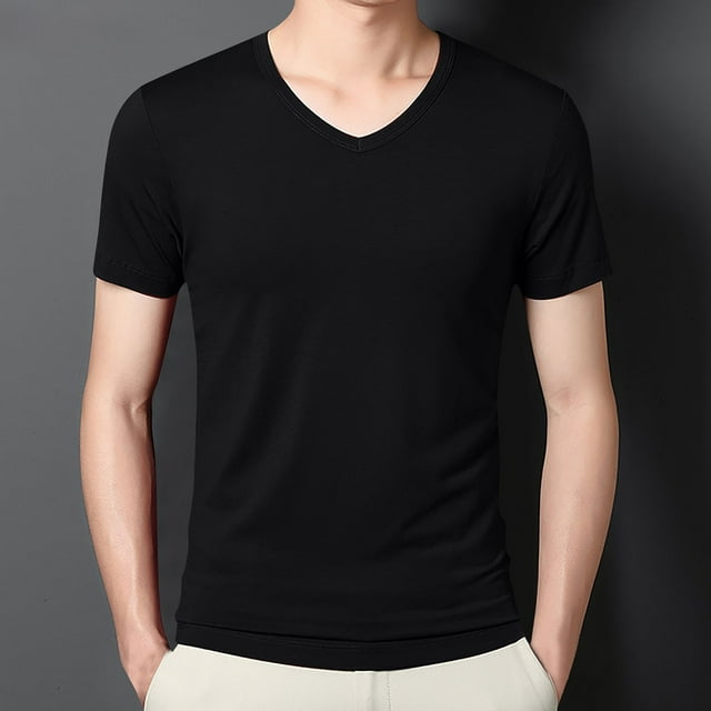 pstuiky camisetas de hombre, Camisa/camiseta informal de verano para hombre, con cuello redondo y botones lisos, para uso diario y al aire libre ropa de hombre xl