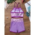 thumbnail image 4 of YONGHS Kids Girls Ballet Sequins Mermaid Tank Crop Top Shorts Set Tankini Swimwear 4-14, 4 of 7