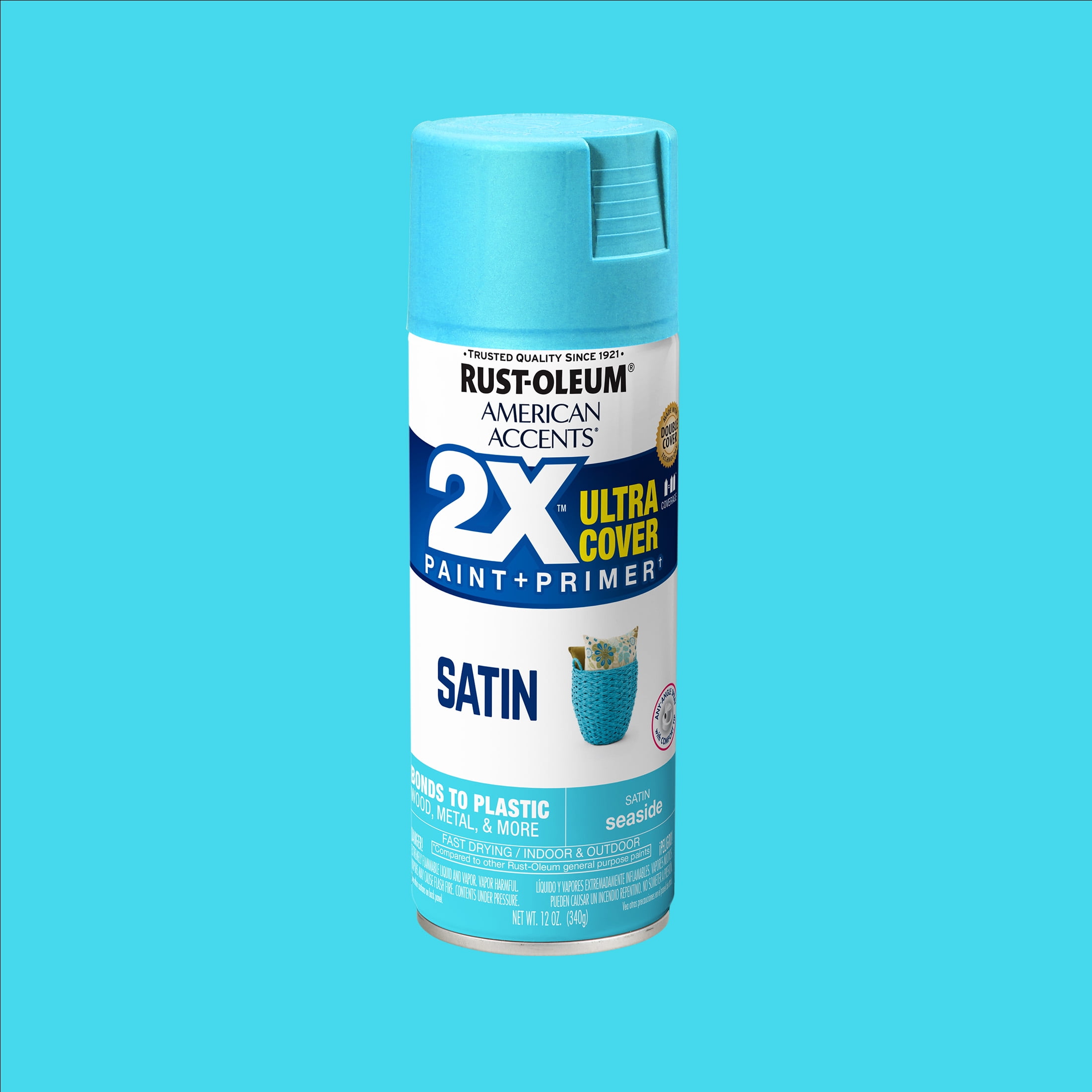 (2 pack) Seaside, Rust-Oleum American Accents 2X Ultra Cover Satin Spray Paint-327939, 12 oz