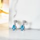 thumbnail image 2 of JeenMata Pendientes Clásicos de Oro Blanco de 18 K sobre Plata con Colgante de Topacio Azul, Piedra Natal de Diciembre, de 2,5 Quilates, Talla Redonda y en Forma de Pera, para Mujer, 2 of 6