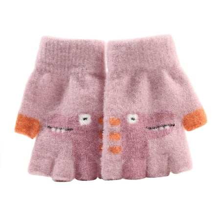 

MPWEGNP Kids Half Finger Mittens Knitted Winter Stretchy Fingerless Gloves Typing Gloves For Boys And Girls Glove Mate Kids Disposable Gloves Ages 8-12