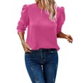 thumbnail image 4 of Womens Long Puffed-Sleeve Tops Plus Size S-5X Casual Crewneck Pullover T-Shirts Ladies Trendy Textured Solid Loose Comfort Blouses Tees, 4 of 8