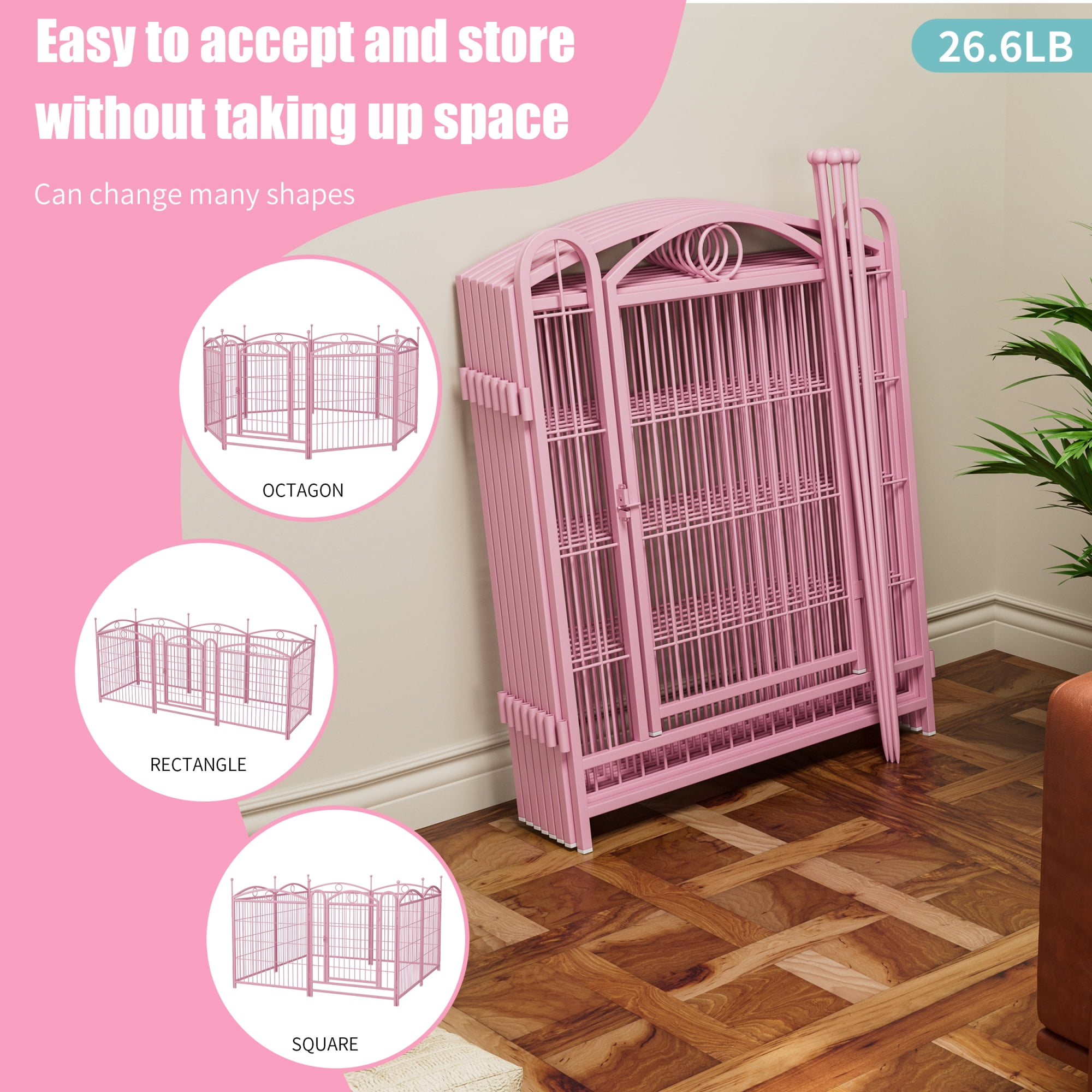 32 inch 8 Panels Dog Playpen Indoor Pet Dog Fence Outdoor Exercise Pen with Doors for Dog Fence Puppy Pen