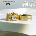 thumbnail image 3 of Special Design Couples Rings Crown Claddagh ring Yellow Gold Plated Heart White Cz Titanium band, 3 of 8