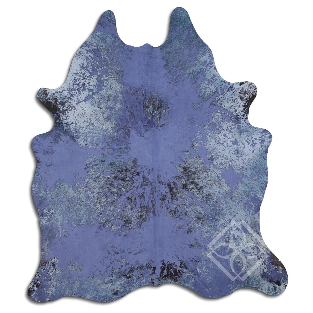 Real Cowhide Rug ACID WASHED HAIR ON COWHI DISTRESSED NAVY BLUE 3 5 M