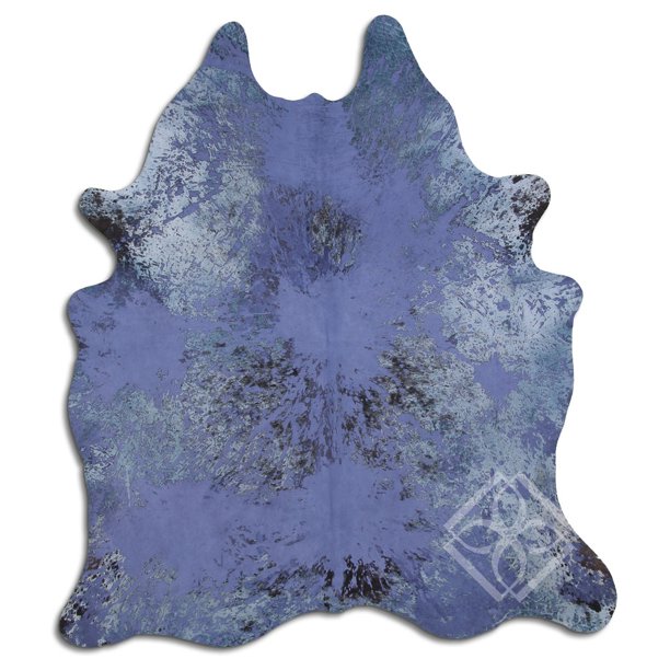 Real Cowhide Rug ACID WASHED HAIR ON COWHI DISTRESSED NAVY BLUE 3 5 M