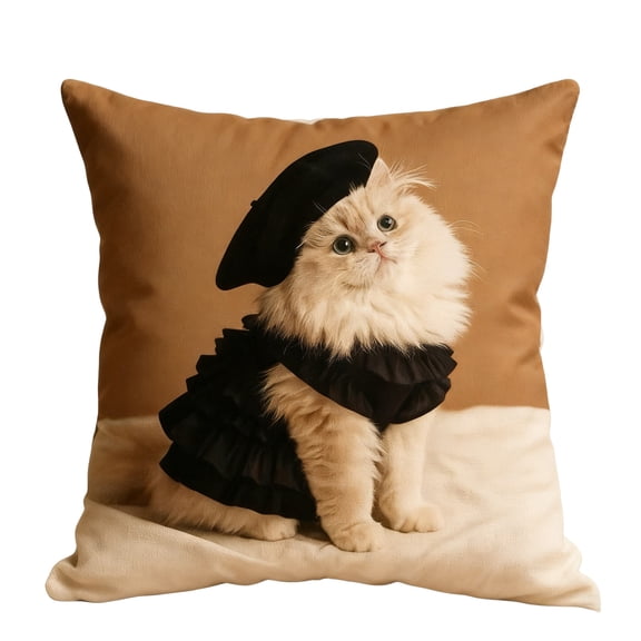 Eoozwa Pet Animal Collection Pillow Cover 18x18 Inch Embroidered Style Polyester Cushion Case with Dog Donkey Prints, Decorative Throw Pillow for Sofa Bedroom Home Decor