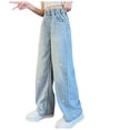 thumbnail image 2 of HAJWOH Baggy Jeans for Girls Heart Coquette Bow Embroidered Wide Leg Jeans Casual Y2K High Waist Cute Denim Pants Streetwear, 2 of 6
