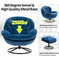 thumbnail image 2 of Velvet Swivel Accent Chair with Ottoman Set, Modern Lounge Chair with 360 Degree Swiveling Metal Base & Footrest, Comfy Single Sofa Chair for Living Room Bedroom, Reading Room, Home Office, Blue, 2 of 7