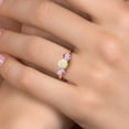 thumbnail image 4 of Gem Stone King 18K Rose Gold Plated Silver White Ethiopian Opal and Pink Lab Grown Diamond Engagement Ring for Women | 1.56 Cttw | Round Cabochon 6MM | Gemstone October Birthstone | Size 7, 4 of 6