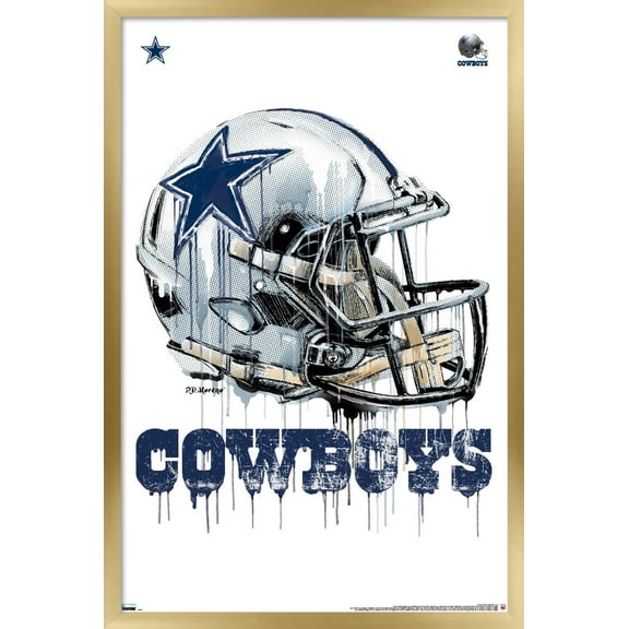 NFL Dallas Cowboys - Drip Helmet 20 Wall Poster, 22.375" x 34", Framed