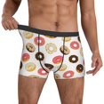 thumbnail image 3 of Men's Boxer Briefs, Donut Print White Polka Dots Soft Comfy Mens Underwear Boxer Briefs Breathable With Widen Waist, 3 of 7