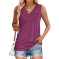 thumbnail image 5 of Brglopf Tank Tops for Women Plus Size V Neck Loose Fit Sleeveless Summer Basic Tee Shirts Business Casual Dressy Blouses Purple 4XL, 5 of 8
