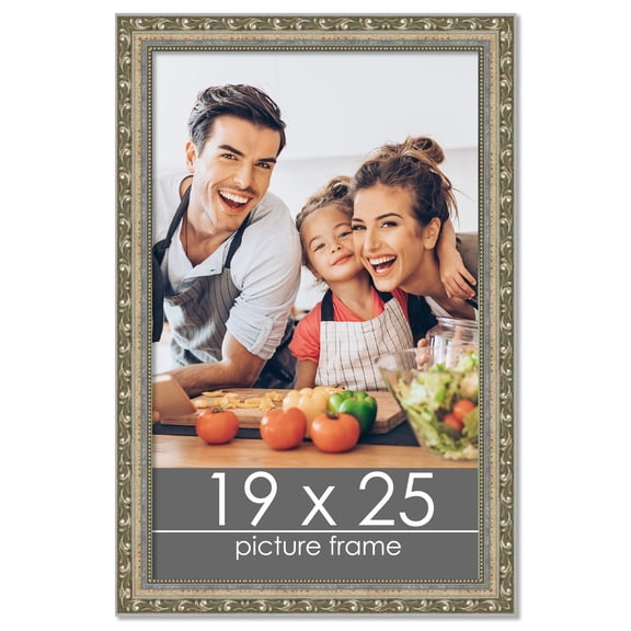 19x25 Silver Wood Picture Frame - UV Acrylic, Foam Board Backing, Hanging Hardware
