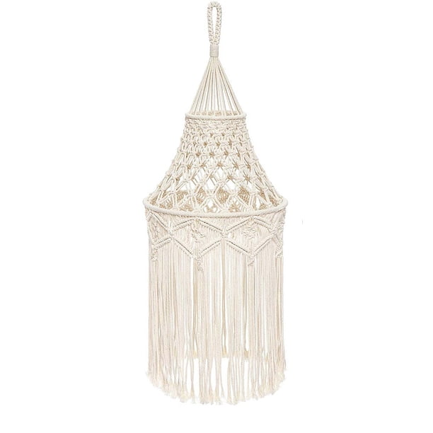 Pantalla de lámpara de punto, lámpara colgante bohemia para salón, dormitorio y baño, decoración bohemia tejida a mano