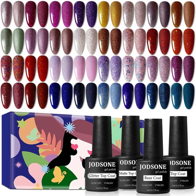 Set de esmaltes de uñas en gel JODSONE Shiny High Gloss, 36 colores con purpurina