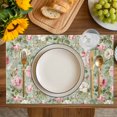 thumbnail image 4 of White Pink Flower Placemats Set of 6, Shabby Chic Spring Vintage Leaf Green Placemats for Dining Table, Place Mats for Kitchen Tabletop, Waterproof Wipeable Dining Table Mats Set, 4 of 9
