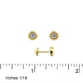 thumbnail image 2 of 18K Yellow Gold Zirconia Doughnut Bezel Stud Screwback Earrings, 2 of 3