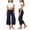 02_Dark Blue, variant on Bmisegm Girls Pants Waist Pleated Yoga Pure Color Wide Leg Loose Casual Cropped Capri Girls Trousers for Comfortable Play Age 5-14 02_Pink,5-6 Years