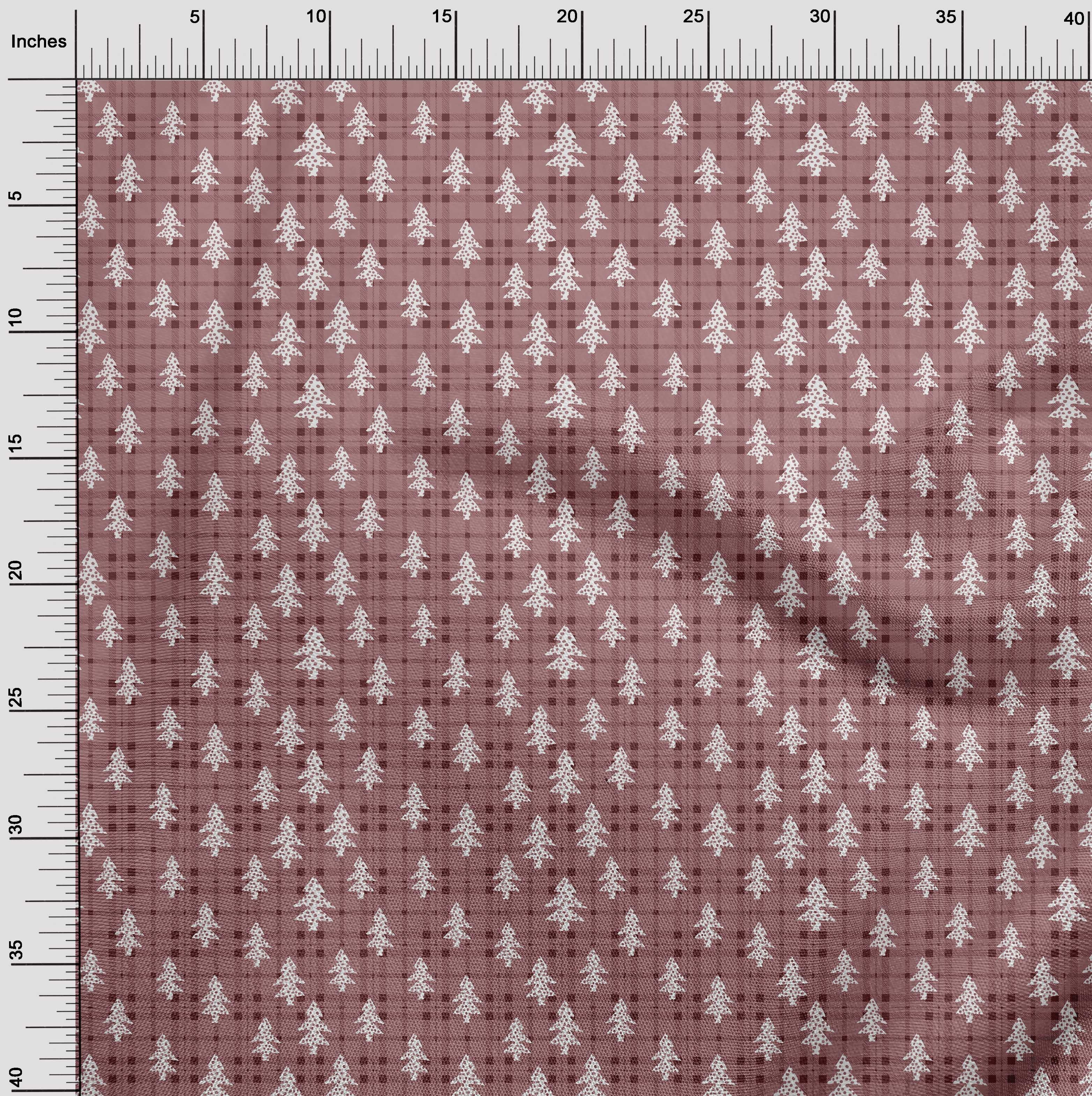 oneOone Cotton Jersey Dark Rose Brown Fabric Christmas Tree Diy Clothing Quilting Fabric Print Fabric By Yard 58 Inch Wide