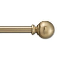 Curtain Rod Brass 5/8-Inch Round Metal Curtain Rod, 48 to 84-Inch Adjustable Width (Brass with Ball Finials) ()