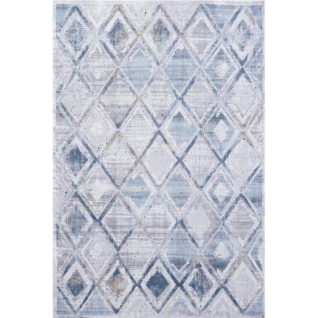 Dynamic Rugs MO7101666115 6 ft. 7 in. x 9 ft. 6 in. Mosaic 1666 Rectangle Contemporary Area Rug - 115 Cream, Grey & Blue