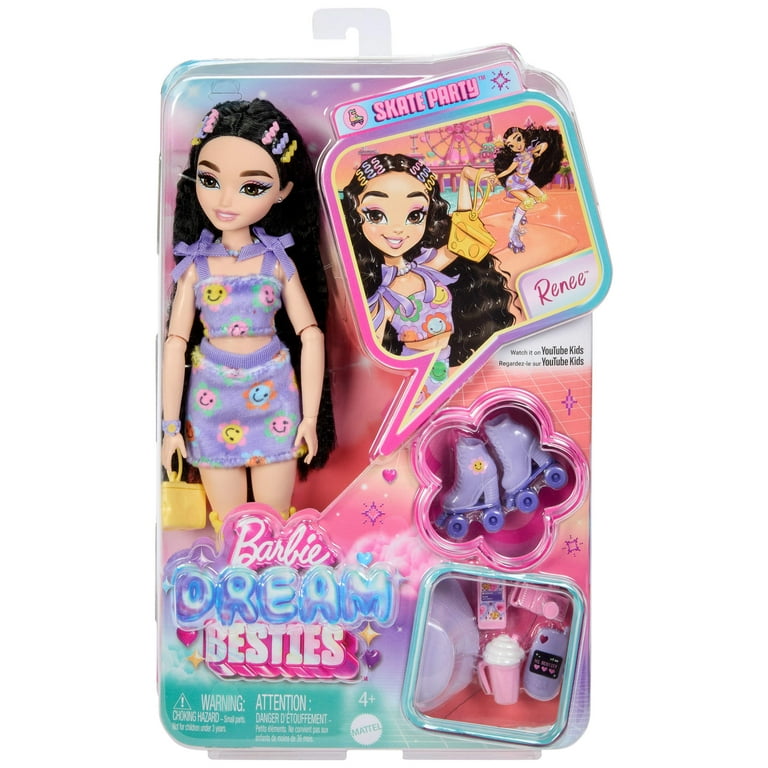 Dream Besties Barbie Renee Roller Skating Fashion Doll with 12