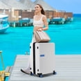 thumbnail image 7 of Contrast Color Hardshell Luggage,28inch Expandable Spinner Suitcase with TSA Lock,3-Step Telescoping Handle Lightweight Checked Luggage,White+Blue, 7 of 7