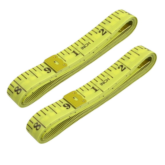 Unique Bargains 2 Pcs 60' Length Soft Plastic Ruler Tailor Cloth Measure Tape Yellow