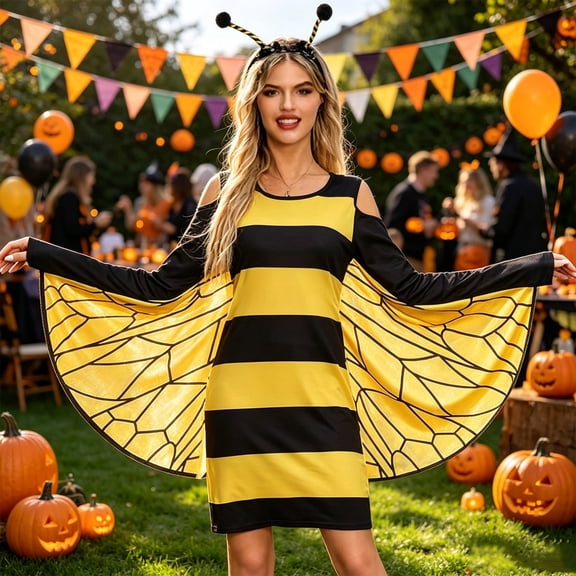 HOWPAY Halloween Costumes For Women Insect Themed Cosplay Outfit Bug Role Play Fancy Dress For Masquerade Carnival Party Stage Performance Event Halloween Costume L