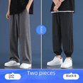 thumbnail image 4 of Pantalones de seda de hielo de verano para hombre, pantalones largos informales holgados y transpirables con cilindro recto, pantalones deportivos de moda, 4 of 5