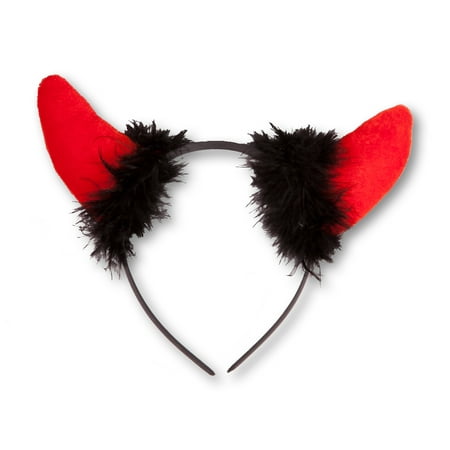 Star Power Halloween Fuzzy Devil Horns Headband, Red, One Size