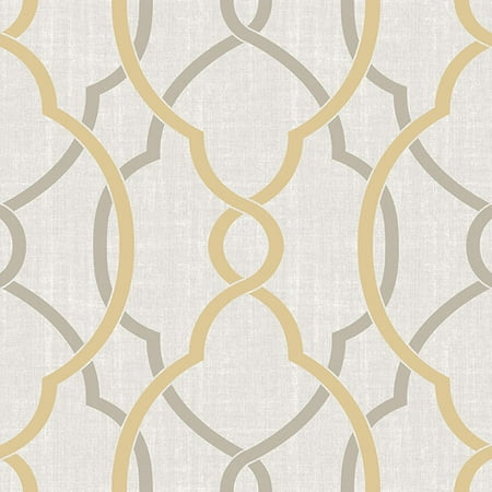 Nuwallpaper Sausalito Taupe/Yellow Peel & Stick Wallpaper