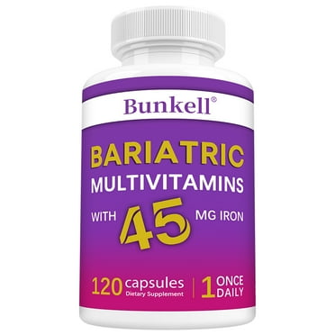Bariatric Multivitamin with Iron 45mg - Post Op Bariatric Vitamins for Gastric Bypass Pills for Sleeve Patients, Sustain Recovery & Energy - 120 Capsules